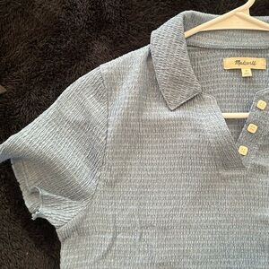 Madewell Crinkle Polo Crop Tee